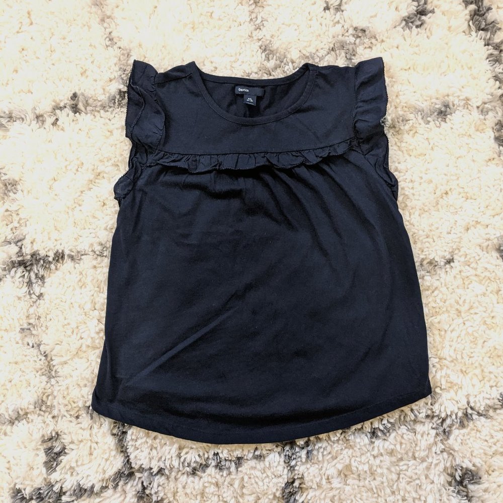 Girl's Gap Navy Ruffled Short Sleeve Tee